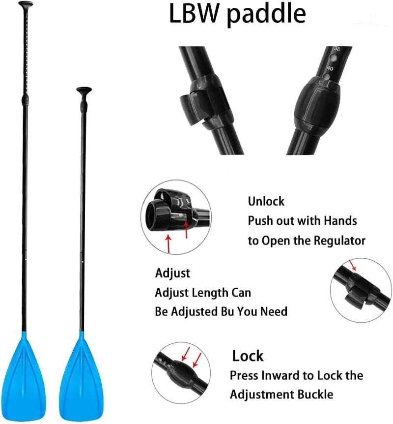 LBW 3 Piece SUP Paddle Board Paddle Floating Portable Paddleboard Accessories Adjustable Double Holes Lock Sturdy & Ergonomic for Surfing Beginner - Image 4